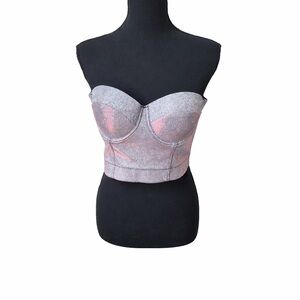 AKIRA Strapless Shimmer Bustier Crop Top NWOT